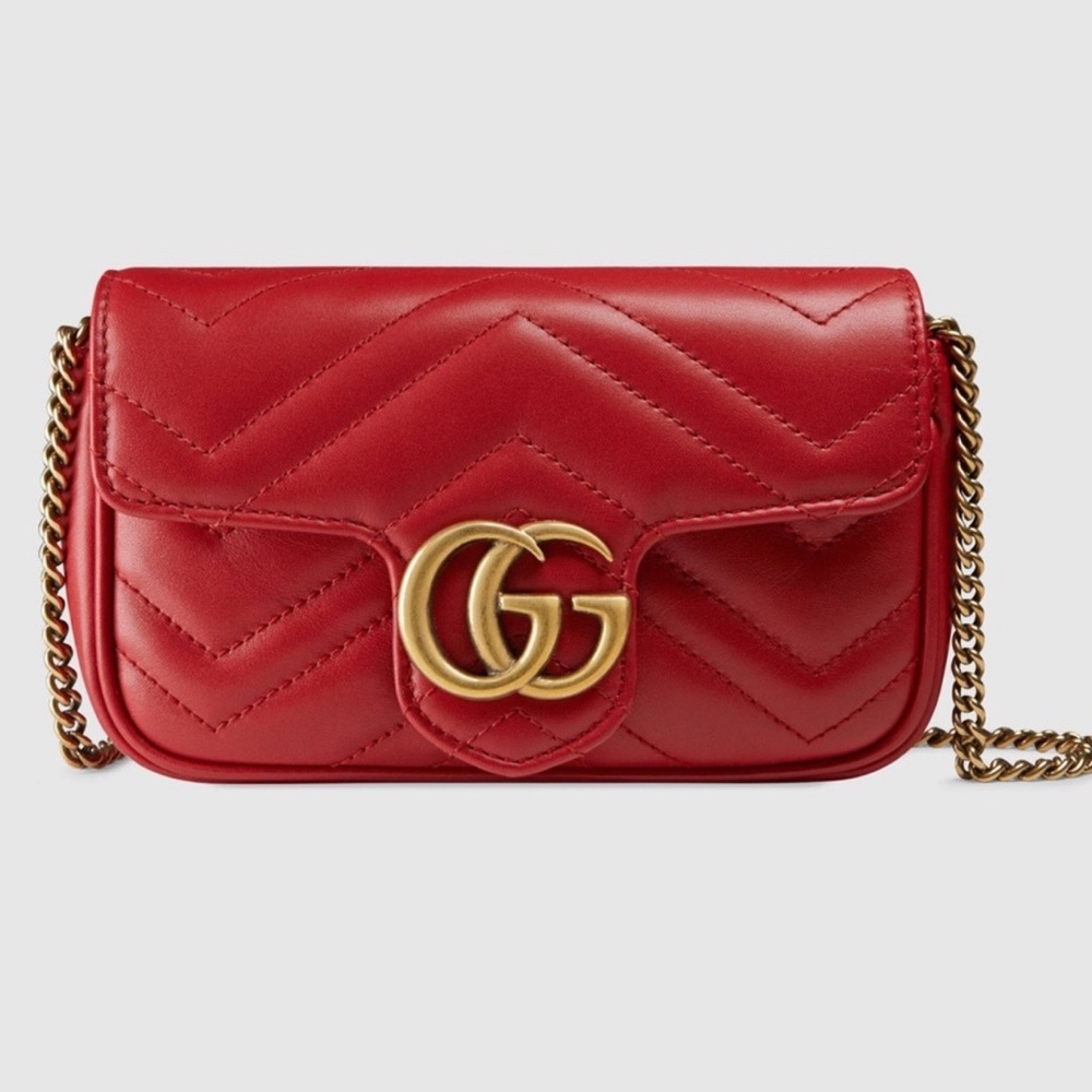 Red Gucci Quilted Leather Chain Bag